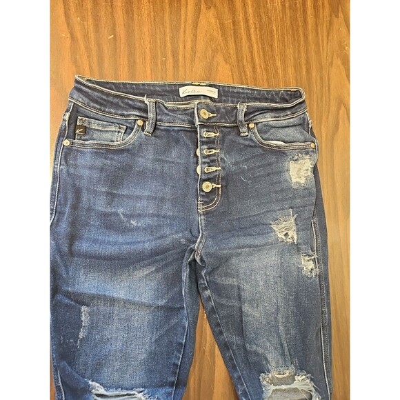 KanCan Estilo Jeans Womens Size 29 #123741 Distressed Crop Dark Wash G1 - Picture 3 of 10